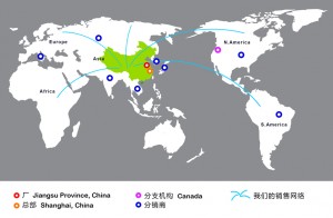 Global map highlighting China